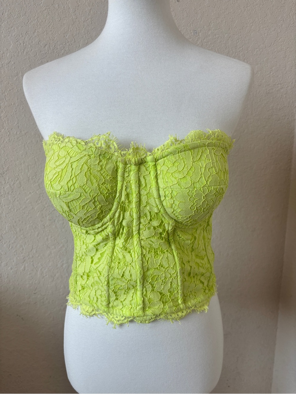 Generation Love Enya Lace Bustier Corset Top Neon Lime Festival Strapless Medium - Picture 2 of 5